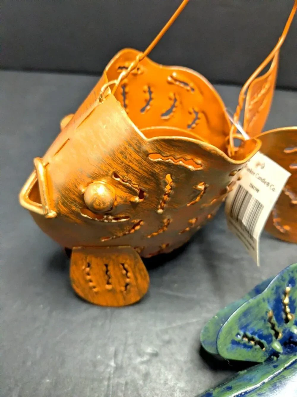 Metal Seahorse & Goldfish Tealight Candle Holders Handcrafted Whimsical Beach